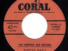 HEAR Martha Davis No Deposit No Return/What's Become Coral 60890 45 JUMP BLUES