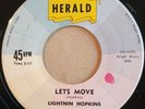 ORIGINAL Lightnin Hopkins, Let's Move / I'm Achin' 45, delta blues R&B RNB, 1959