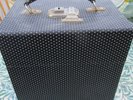 VINTAGE RETRO RECORD BOX / WOOD CASE / BLACK WHITE SPOTS - 7