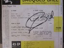 double autographe signature dédicace jacques brel 45t les vieux