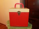 VINTAGE 1950's METAL 45 RPM RECORD CASE CARRIER STORAGE BOX & Inserts