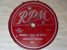 1951 R&B Blues 78 rpm LIGHTNING HOPKINS Beggin’ You To Stay  RPM 337 EX