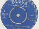 Mike Berry Outlaws Will you love me tomorrow Decca F.11314 Ex Joe Meek Demo