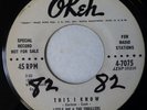 LITTLE JOE & THRILLERS 45 This I Know/Let's Do... OKEH doo wop VG++ promo f3180