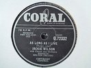 JACKIE WILSON - As Long As I Live / I'm Wanderin' 78 rpm disc (A+)