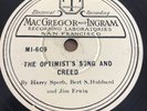 78  Harry Sperb- MacGregor and Ingram 609 THE OPTIMIST's Song and Creed  RARE