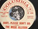 MOSE ALLISON TRIO Popcorn Jazz Mod 45 Baby Please Don't Go b/w Deed I Do