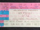 Sex Pistols Hollywood Palladium Original Ticket Stub 1996 Punk Damned Clash