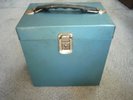 45 RPM vinyl RECORD STORAGE CASE -Blue steel HOLDS 50 RECORDS