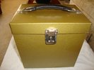 Vintage Gold Metal 45 rpm Record Case Carrier Box w  Dividers & 30 Records