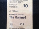 The Damned Top Rank Suite Cardiff Original 1982 Ticket Punk Sex Pistols Clash