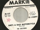ROCKABILLY GARAGE bw INSTRO- CRESTONES - BAD MOTORCYCLE -HEAR -1964 PROMO MARKIE