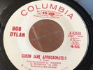 BOB DYLAN 45 rpm DJ Demo Promo ONE OF US MUST KNOW   QUEEN JANE APPROXIMATELY