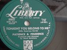 Patience And Prudence - 78rpm single 10-inch – Liberty #55022 Tonight You Belong