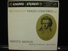 BEETHOVEN VIOLIN CONCERTO (IN D) HEIFETZ-MUNCH BSO LSC-1992 9S, 7S LP-Inner Slv