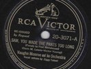Vaughn Monroe – 78 rpm RCA Victor 20-3071: Sam, You Made the Pants Too Long E-