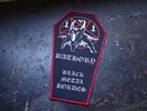 Bathory Coffin Back Patch Back Shape Patch Black Metal Midnight Red Border