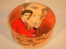 ELVIS PRESLEY round ceramic music box by Nate Giorgio, plays Wear My Ring
