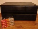 Retro Vintage Black 72 Tape Cassette Storage Box Audio Cassette 6 Drawer Double