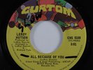 70s Soul Funk Breaks 45 LEROY HUTSON All Because Of You CURTOM VG++ HEAR