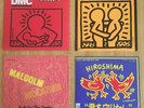 (4) Keith Haring vinyl 45 records Hiroshima Bowie McLaren Run DMC art 80s rare