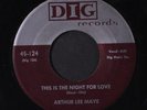 ARTHUR LEE MAYE & GROUP: This Is The Night For Love / Honey Honey 45 (glossy co
