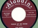 FIVE PEARLS Please Let Me Know / Real Humdinger 45rpm Aladdin 1954 doo-wop
