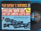 PLAY GUITAR WITH THE VENTURES VOL 2 w/ATTACHED BOOK ORIG 1965 LP PIPELINE WIPE O