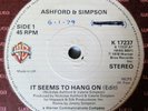 ASHFORD & SIMPSON It Seems To Hang On VINYL 45 Modern Soul Disco Boogie UK 1978
