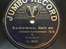 MUSIC HALL BEN ALBERT ’S-O-LL-O-M-O-N, THAT’S ME’ 1909 JUMBO 78 JEWISH INTEREST