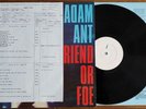 Adam Ant / The Ants Friend Or Foe + Studio Sheet Lp Record White Label