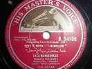 India Hindustani film Taj Mahal 78 Rpm Record Music Roshan No.N.54139,Sn506