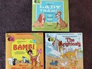 3 Disneyland Record & Books - The Aristocats - Lady & the Tramp - Bambi 33-1/3