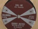 78 Rpm Record Johnny Mathis Call Me / Stairway To The Sea