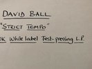 DAVE BALL IN STRICT TEMPO VINYL LP WHITE LABEL TEST PRESSING VERY RARE