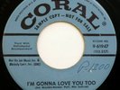BUDDY HOLLY 45 I'm Gonna Love You/Listen to Me CORAL rockabilly VG+ promo jf389
