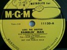 Rare 1951 Hank Williams/Luke The Drifter MGM 11120 78 Promo Label RAMBLIN MAN EX