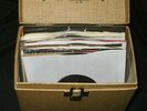 VINTAGE 45 RECORD PLATTER PAK CASE with 80s ROCK RECORDS Bon Jovi, Aerosmith, U2