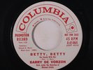BARRY DE VORZON: Betty, Betty / Across The Street From Your House 45 (dj)