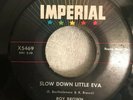 ROY BROWN - SLOW DOWN LITTLE EVA & THE TICK OF THE CLOCK  - 45 RPM