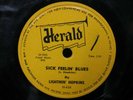 LIGHTNIN' HOPKINS MOVIN' ON OUT BOOGIE B/W SICK FEELIN' BLUES 78RPM HERALD 436
