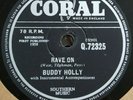 78rpm BUDDY HOLLY : RAVE ON / TAKE YOUR TIME on CORAL Q.72325 UK E-/E-