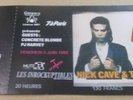 Ticket billet  de concert  zenith paris france  nick cave and the bad seeds 1992
