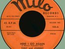 TONY & JOHNNY Here I Go Again / I Pray 45rpm Milo 1959 obscure teen rocker