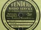 Rare Vintage Leo Fenders Radio Service Fullerton Ca Direct to Disc Record 1942