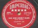 Imperial 5095 Country Jim (Bledsoe) Sad And Lonely Blues / Philippine Blues E+