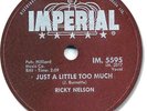 Super Rare 1959 RICKY NELSON Rock'n Roll 78 RPM Record. Just a Little Too Late