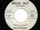 Rare Surf 45 CHIYO & THE CRESCENTS Devil Surf/Pink Dominos HEAR Break Out