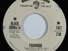 Hard Rock 45 BLACK SABBATH Paranoid WARNER BROS promo HEAR