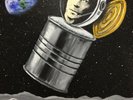 David Bowie Space Oddity Starman Moon UFO Original Painting Canvas 20” X 16” Art